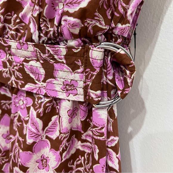 NWT Jason Wu One-shoulder A-line Floral Puff-sleeve Mini Dress, Pink/Brown, S - Picture 8 of 13